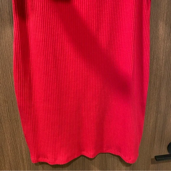 NEW Old Navy Red Fitted Square-Neck Mini Dress Size XL Ribbed Stretchy Date - Picture 6 of 12